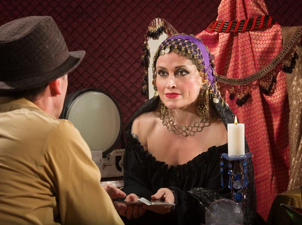 Woman with Tarot Cards — Stock Photo, Image