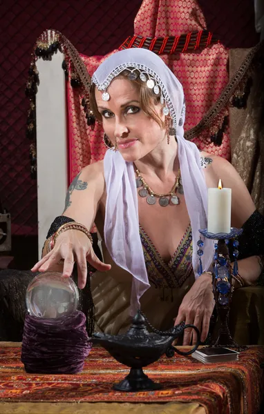 Exotic Woman with Crystal Ball — Stock Photo, Image