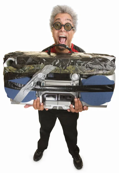 Man with Taped Boom Box — Stock Photo, Image