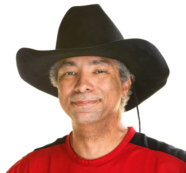 Homem alegre em chapéu de cowboy — Fotografia de Stock