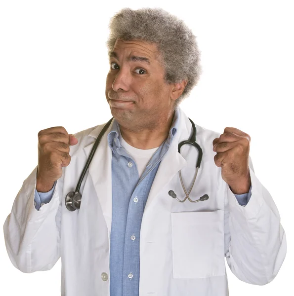 Lekarz z zaciśniętymi pięściami — Zdjęcie stockowe