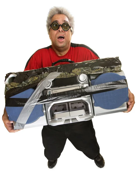 Uomo esausto con Tape Deck — Foto Stock