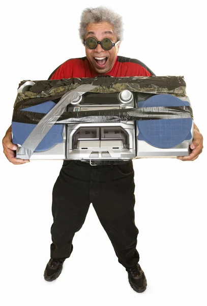 Duizelig man met boom box — Stockfoto