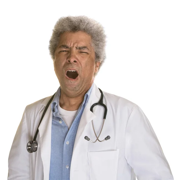 Yawning Mature Doctor — Stock Photo, Image