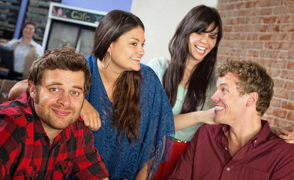 Four Friends in Cafe — Stock Photo, Image