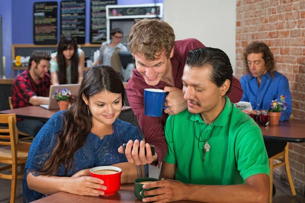 Man Showing Friends Phone — Stock Photo, Image