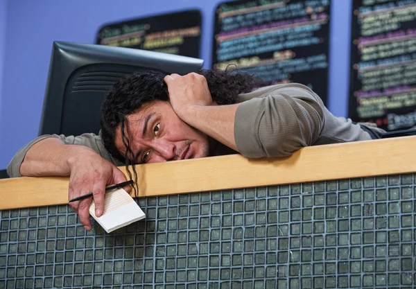 Exhausted Man Laying on Counter — Stock Photo, Image