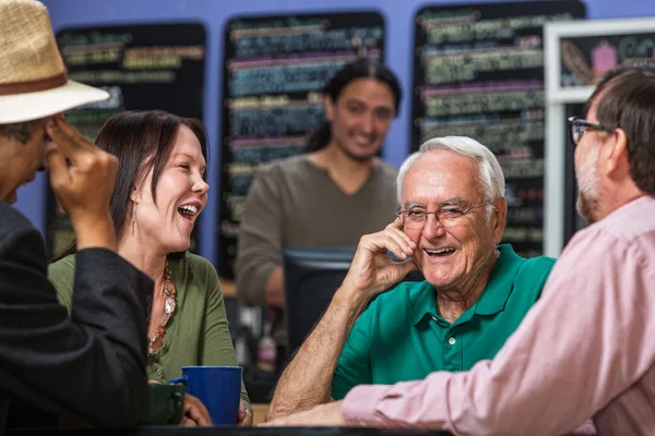 Group in Cafe Laughing — Stock Photo, Image