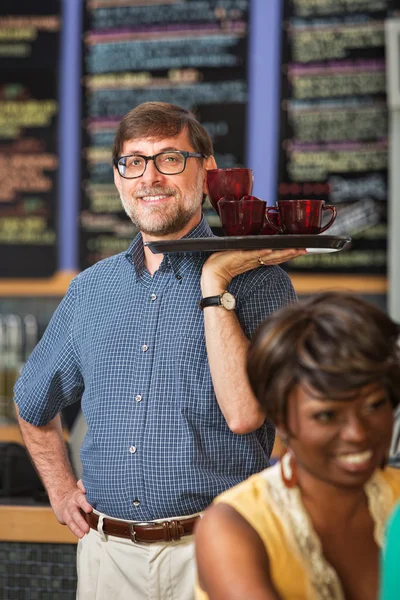 Barista Serving Drinks — Stock Photo, Image