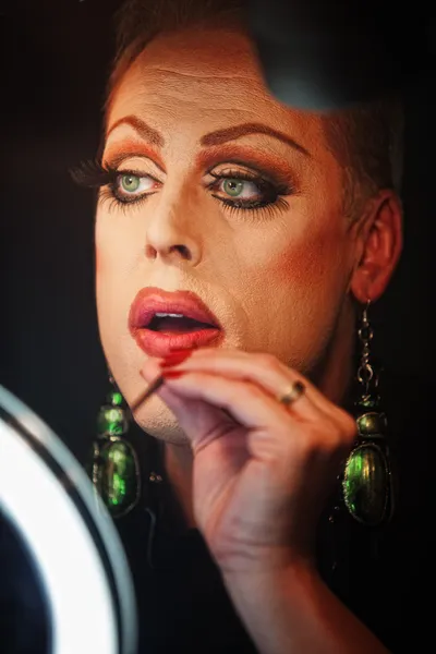 Man in Drag with Lipstick — Stock Photo, Image