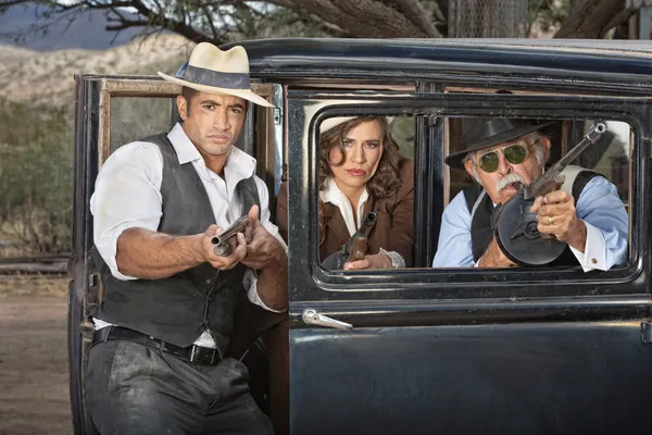 1920s Gangsters Aiming Weapons — Stock Photo, Image