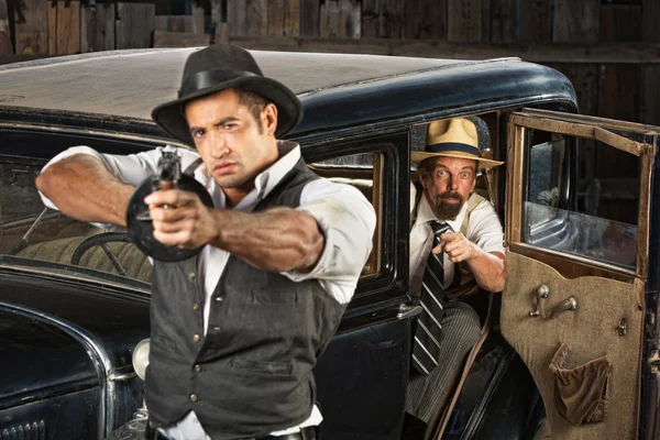 Tough Gangster Aiming Gun — Stock Photo, Image