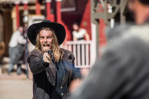 Cowboy Points Gun — Stock Photo, Image