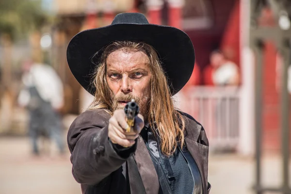 Cowboy Points Gun at You — Stock Photo, Image