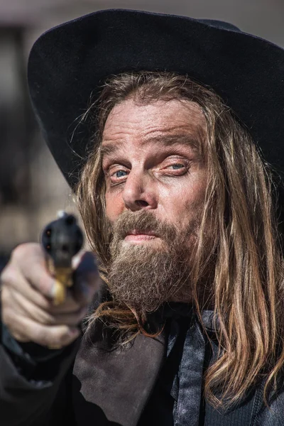 Cowboy Points Gun at You — Stock Photo, Image