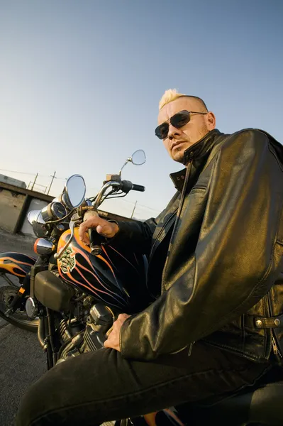 Motorcycle Punk with Leather Jacket — Stock Photo, Image