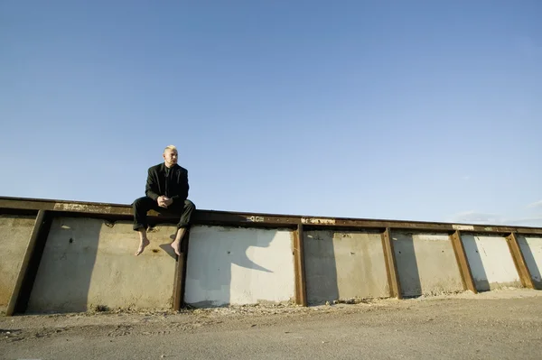 Punk Businessman on a Wall — Stock Photo, Image