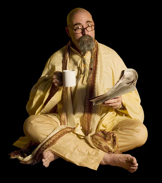 gazete ve kahve ile komik guru