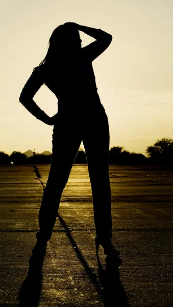 African America woman silhouetted — Stock Photo, Image