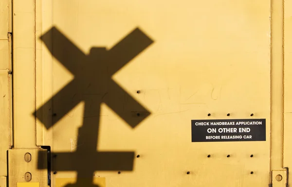 Railroad Crossing Sign Shadow — Stock Photo, Image