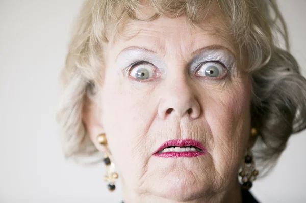 Horrified Senior Woman — Stock Photo, Image