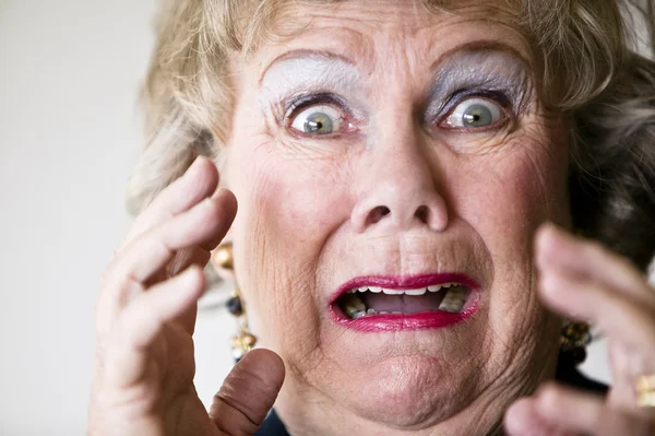 Horrified Senior Woman — Stock Photo, Image