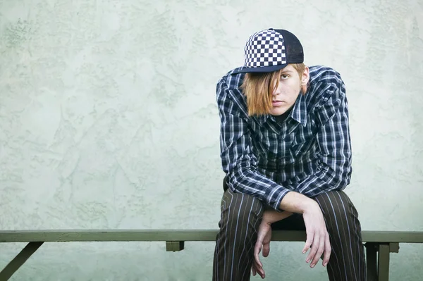 Teenage Boy on a Bench — Stock Photo, Image