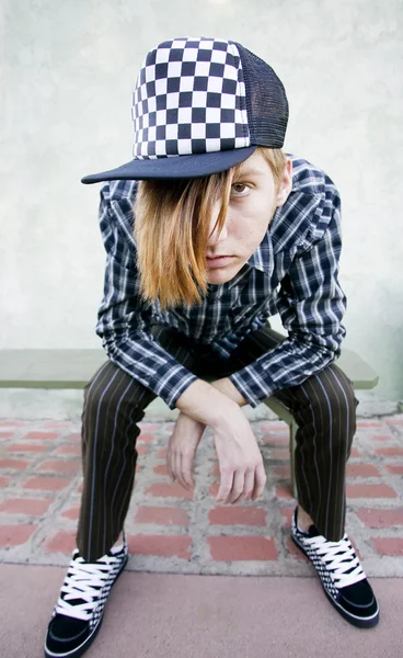 Teenage Boy on a Bench — Stock Photo, Image