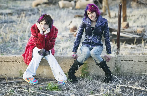 Girls on a Wall — Stock Photo, Image