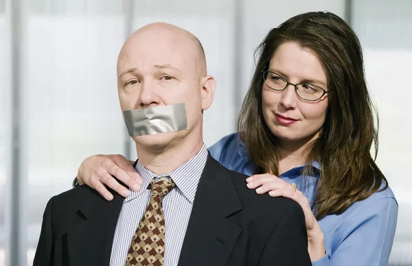 Business Portrait with Duct Tape — Stock Photo, Image