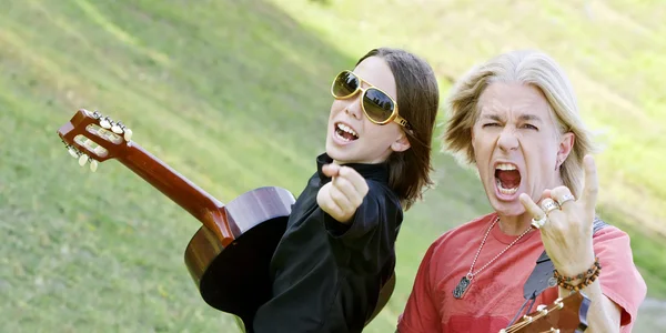 Rock and Roll Dad and Son — Stock Photo, Image