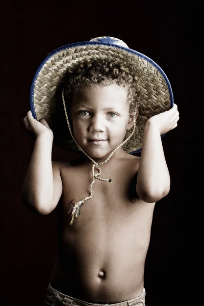 Little Boy in a Sheriff Hat — Stock Photo, Image