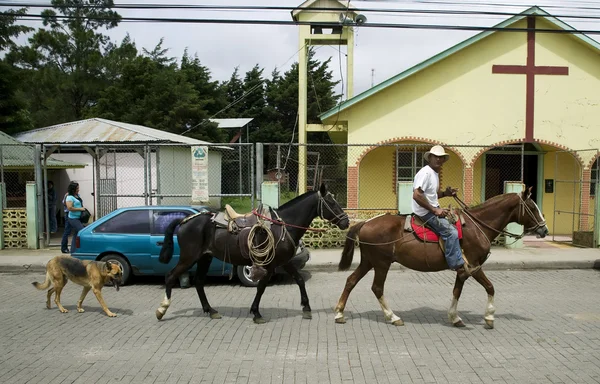 Horses in Downtown Santa Elena — Stock Photo, Image