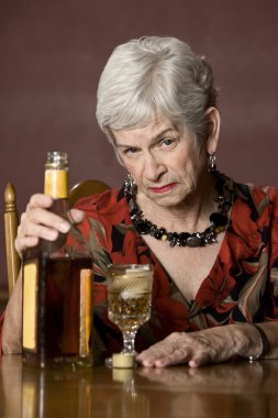 Eldery alcoholic woman clipart