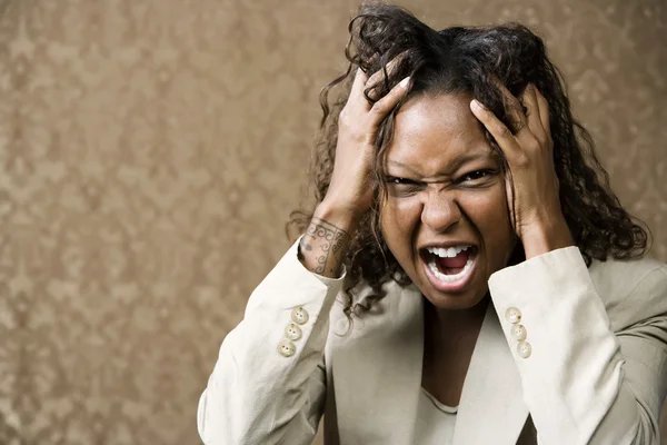 Angry Pretty African-American Woman — Stock Photo, Image