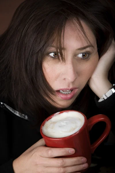 Woman in need of coffee — Stock Photo, Image