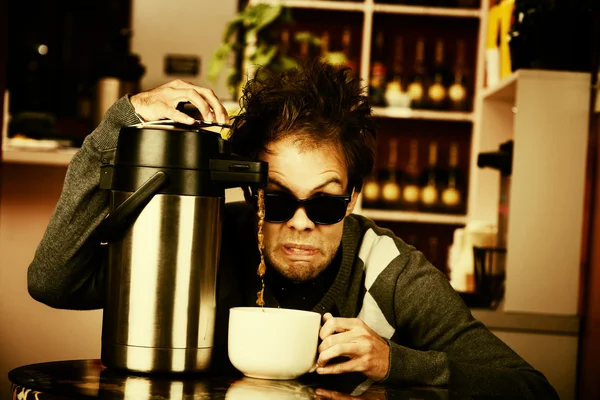 Coffee Crazed Young Man — Stock Photo, Image