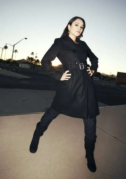 Beautiful Woman in a Trenchcoat — Stock Photo, Image