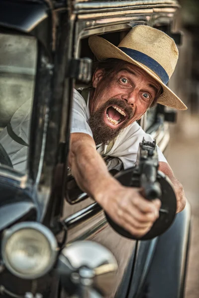 Gangster Firing Machine Gun — Stock Photo, Image