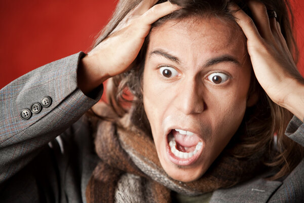 Handsome Young Man Screaming