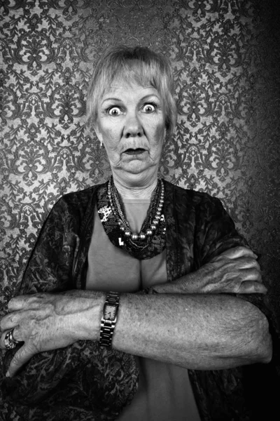 Eccentric Lady with Wild Eyes — Stock Photo, Image