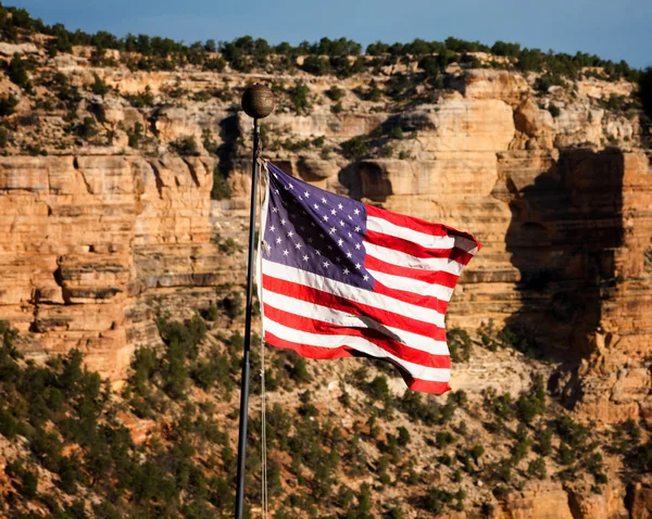 American Flag in the Grand Canyon — Stock Photo, Image