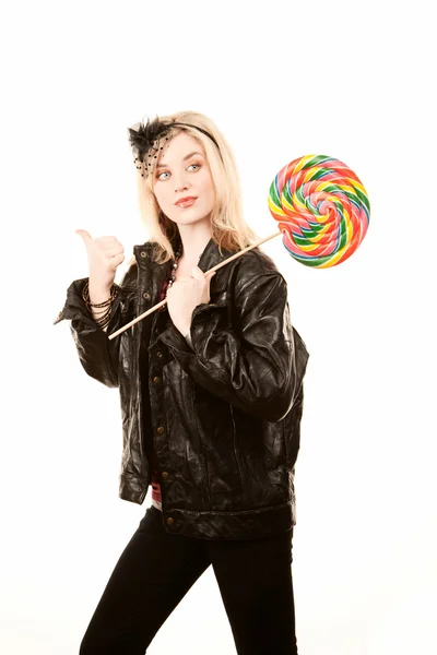 Pretty young woman with lollipop — Stock Photo, Image