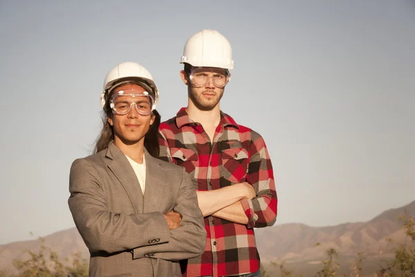 Män i hardhats — Stockfoto