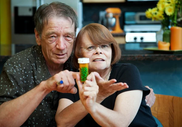 Senior Couple at Home with Prescription — Stock Photo, Image