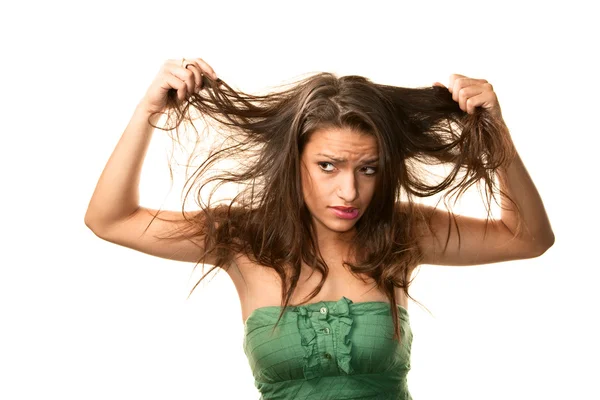 Žena s rozcuchanými vlasy — Stock fotografie