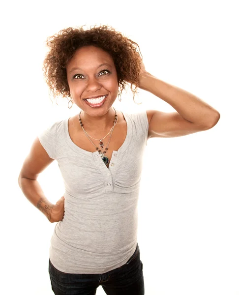 Mujer afroamericana bastante — Foto de Stock