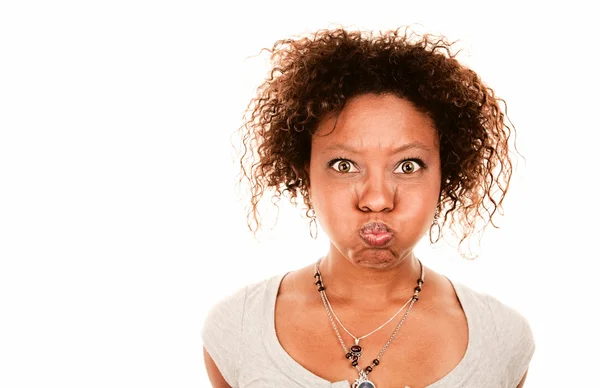 Bastante afroamericana mujer haciendo cara tonta — Foto de Stock