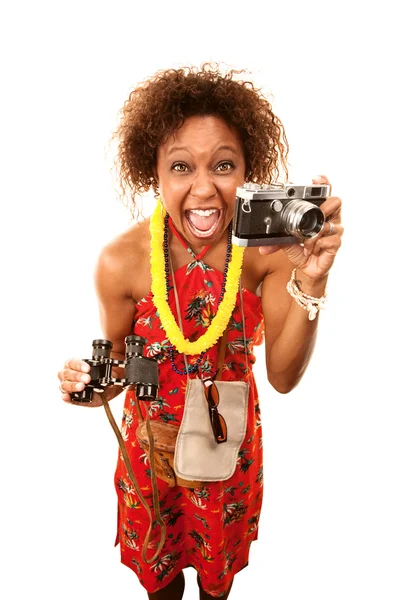 Komik Afrikalı-Amerikalı turist — Stok fotoğraf