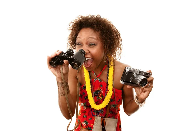 Funny African-American Tourist — Stock Photo, Image